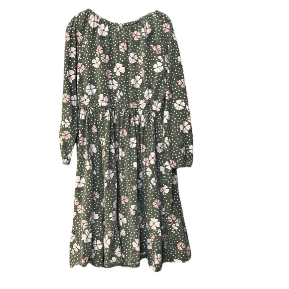 CARTERS UGC Girls Size 6/6x Green pink floral midi dress elastic waist sleeve - Picture 2 of 12